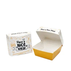 White Board Burger Box with Generic Design (4″) (200pk)