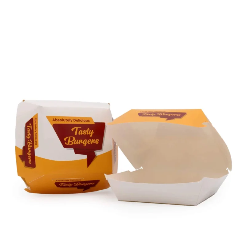 4" White Board Burger Box Generic Design (200pk)