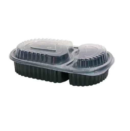 2 Compartment Container and Transparent Dome Lid