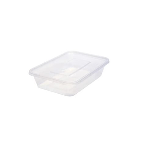Microwave Std Rectangular Clear Container & Lid (500ml)