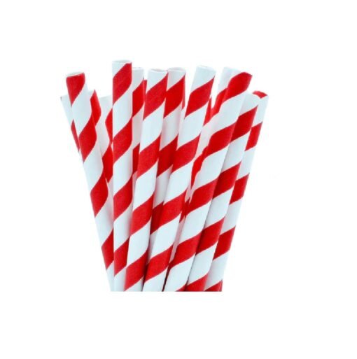 Bubble Tea Paper Straw (Red Stripe) (150pcs)