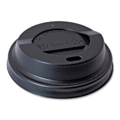 8oz Black Plastic Domed Lid (Sip Through)