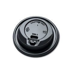 8oz Black Plastic Coffee Cup Domed Lid (Lift & Lock)