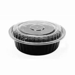 16oz Round Black Base Containers and Lids (150 Sets)