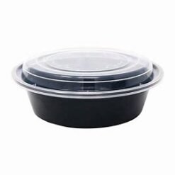 24oz Round Black Base Containers and Lids (150 set)