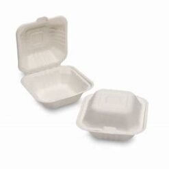Biodegradable Bagasse Burger Boxes (6x6″)