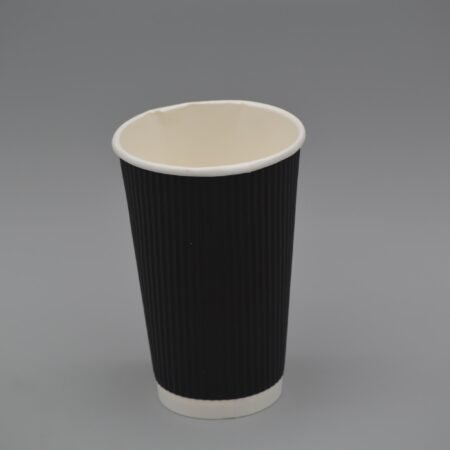 Black Triple Wall (Ripple) Coffee Cup