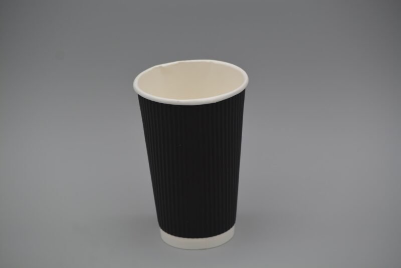 Black Triple Wall (Ripple) Coffee Cup