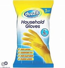 Large Duzzit Household Rubber Gloves (2 Pairs)
