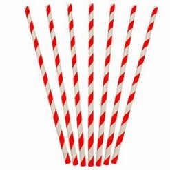 Paper Smoothie Spoon Straw (Red Striped) (500pcs)