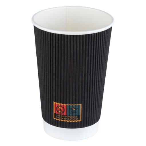 16oz Black Triple Wall (Ripple) Coffee Cup