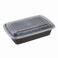 32oz Rectangular Black Base Container & Lids (150pcs)
