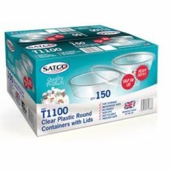 T 1100 Clear Plastic Round Container and Lid (150PCS)