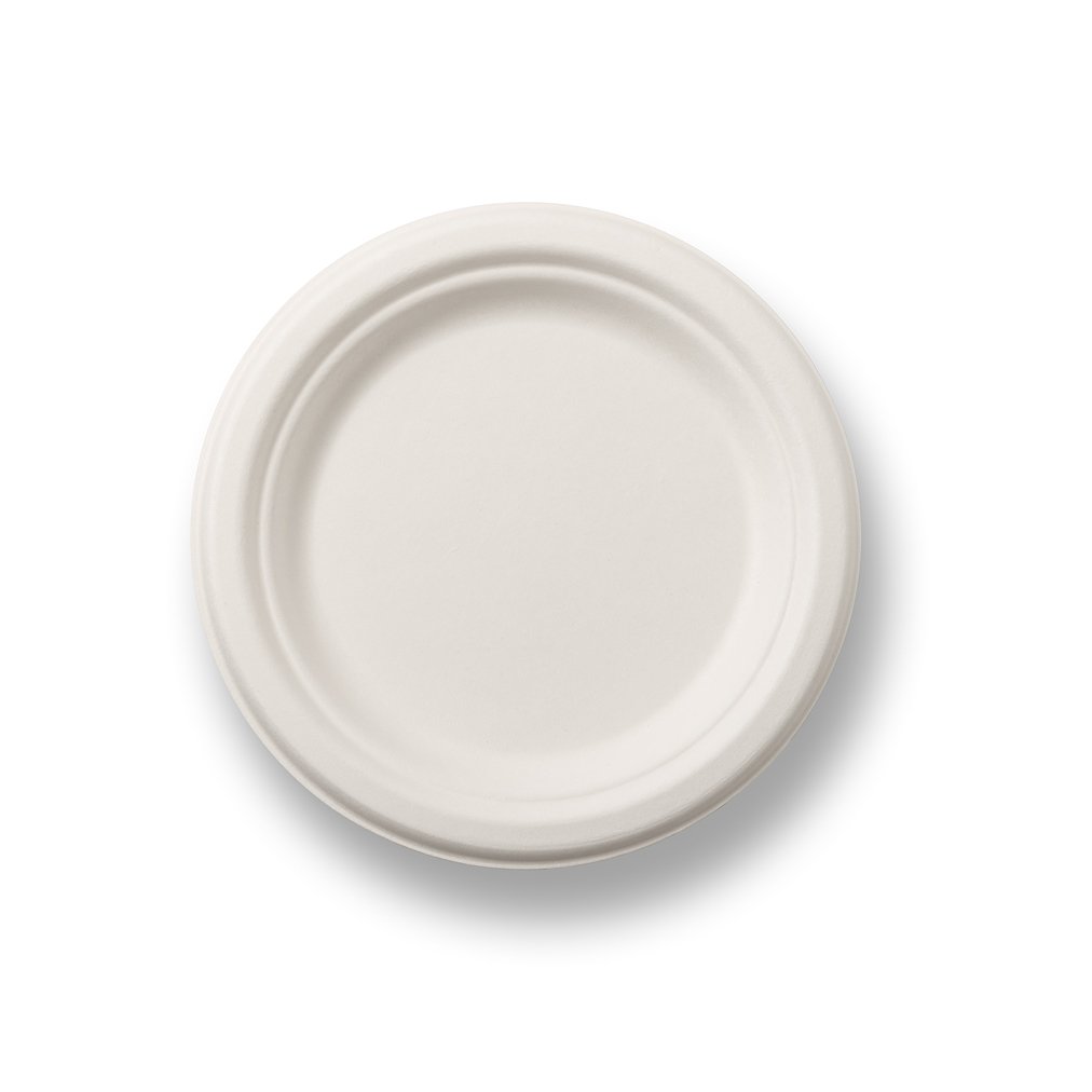 Bagasse Plate White (18cm) (500pcs)