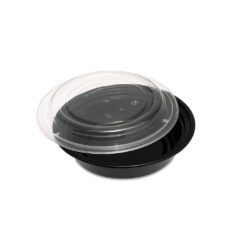 16oz round black base containers+lids 150 set