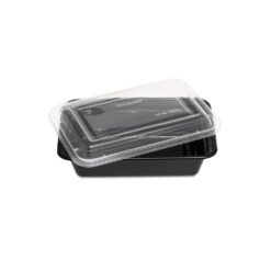16oz rectangle black base containers+lids 150 set