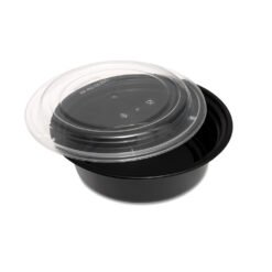 32oz round black base MW containers 150 set