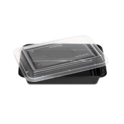 32oz Rectangular Black Base Container & Lids 150